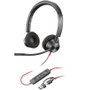 Poly Blackwire 3320 Certificados para Microsoft Teams USB-C con adaptador USB-A/C Negro